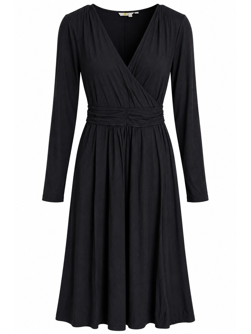 Boden Dress Women’s Black Wrap V Neck Long Sleeve Fit Flare Jersey NWT